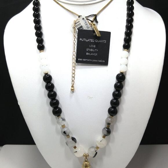 Vintage Gemstone & Glass Beaded Necklace, Tassel Pendant, 1990s - Picture 10 of 10